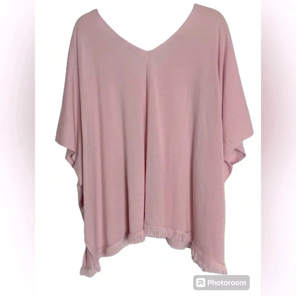 Johnny Was Beachy Boho Flowy Pale Pink Poncho - Picture 3 of 7